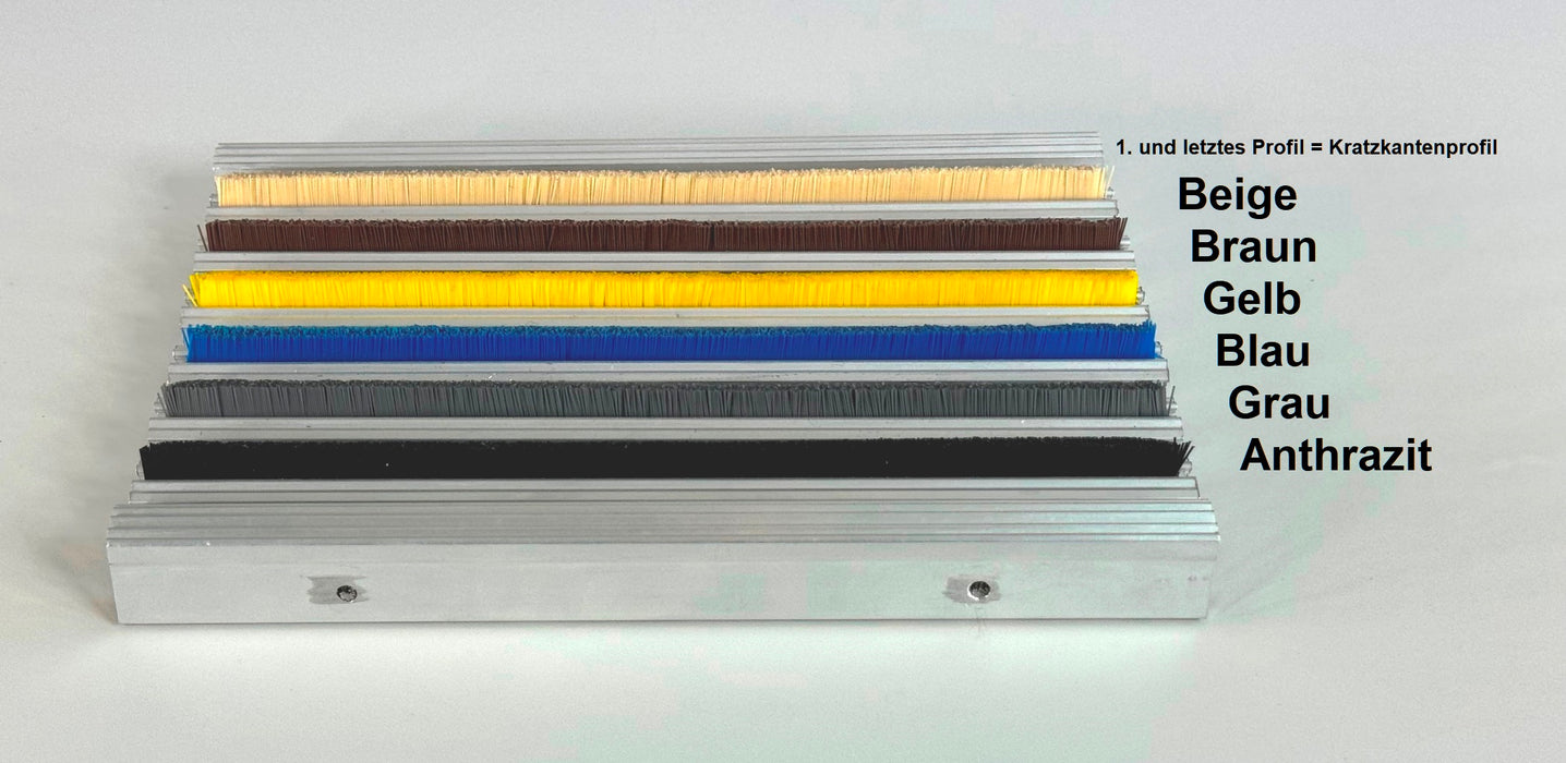 Streifenbürste und Rips, Profilabstand 5 mm, PROFI Schwerentflammbar