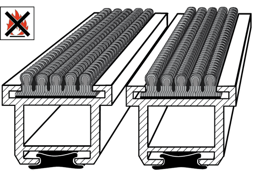 Schwerentflammbare Fußmatte aus Aluminium